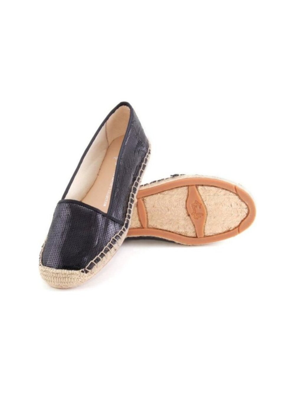 Franco Sarto Whip Flat Black Sequin Canvas Espadrille Slip On